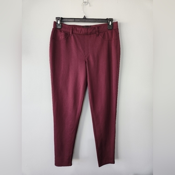ATTENTION Pull On Elastic Waist Pants Size Large Medium Rise Burgundy / Merlot - Picture 2 of 7